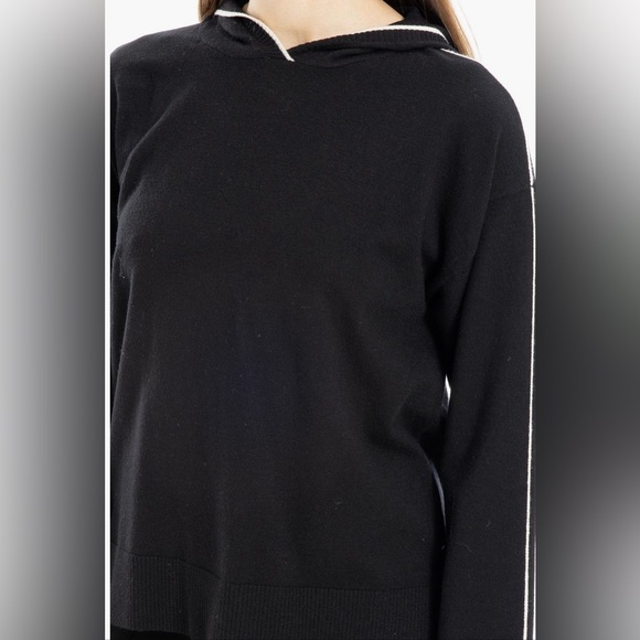 New! Max Studio Black Fine Gauge Hoodie Women’s size Large - Picture 4 of 15